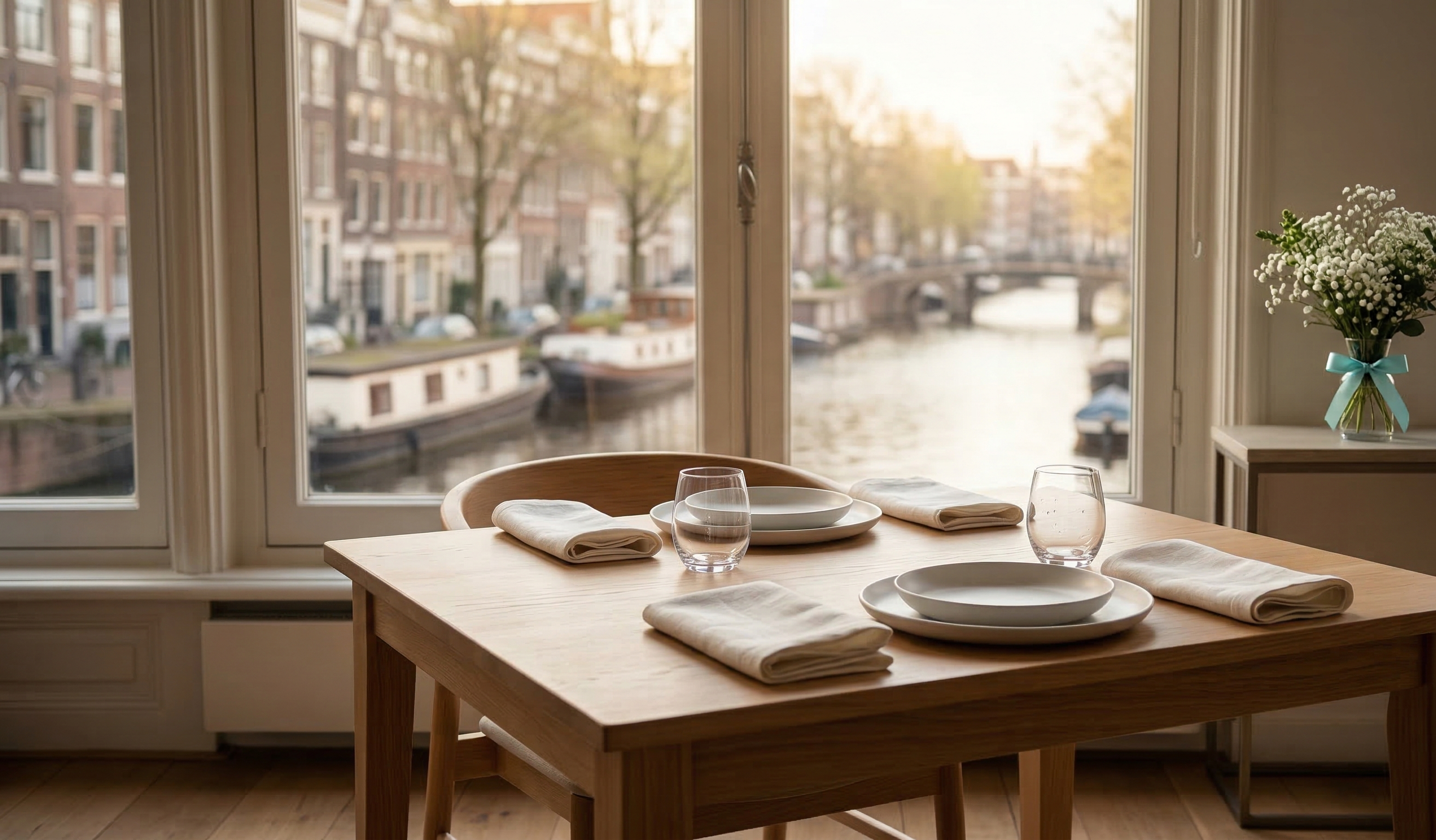 Mooi gedekte eettafel